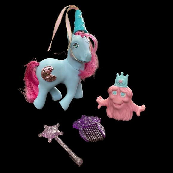 My Little Pony Princess Royal Blue w/ Bushwoolie Hat Comb Wand Vintage 1987 MLP